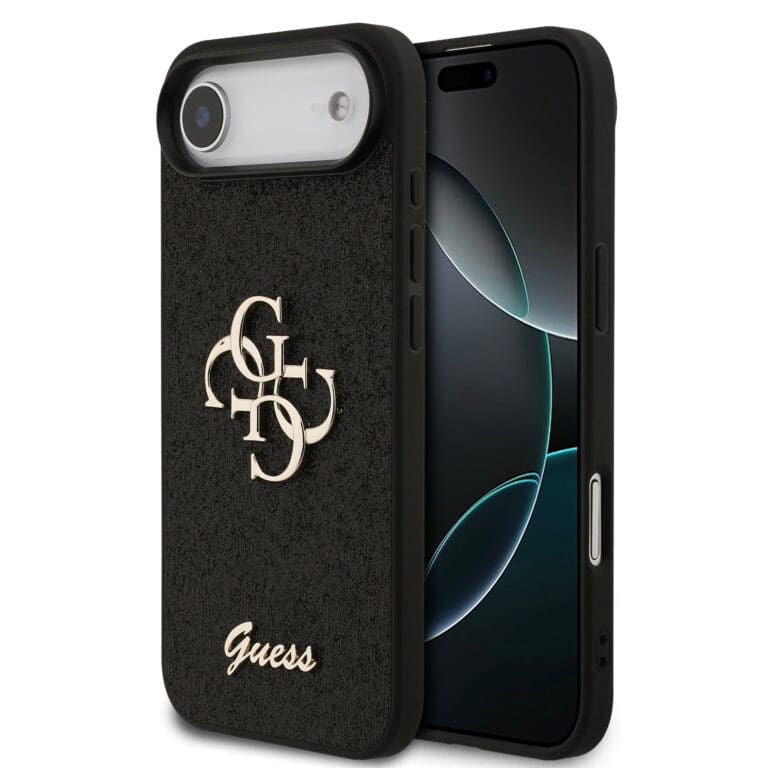 Guess PU Fixed Glitter 4G Metal Logo Black Kryt iPhone 17 Air