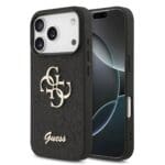 Guess PU Fixed Glitter 4G Metal Logo Black Kryt iPhone 17 Pro