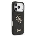Guess PU Fixed Glitter 4G Metal Logo Black Kryt iPhone 17 Pro