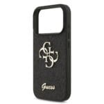 Guess PU Fixed Glitter 4G Metal Logo Black Kryt iPhone 17 Pro
