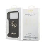 Guess PU Fixed Glitter 4G Metal Logo Black Kryt iPhone 17 Pro