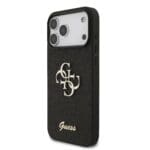 Guess PU Fixed Glitter 4G Metal Logo Black Kryt iPhone 17 Pro Max