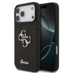 Guess PU Fixed Glitter 4G Metal Logo Black Kryt iPhone 17 Pro Max