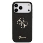 Guess PU Fixed Glitter 4G Metal Logo Black Kryt iPhone 17 Pro Max
