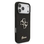 Guess PU Fixed Glitter 4G Metal Logo Black Kryt iPhone 17 Pro Max