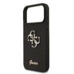 Guess PU Fixed Glitter 4G Metal Logo Black Kryt iPhone 17 Pro Max