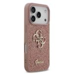 Guess PU Fixed Glitter 4G Metal Logo Pink Kryt iPhone 17 Pro