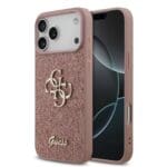 Guess PU Fixed Glitter 4G Metal Logo Pink Kryt iPhone 17 Pro Max