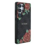 Guess PU Leather 4G Flowers Print Metal Classic Logo MagSafe Black Kryt Samsung Galaxy S25 Ultra