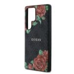 Guess PU Leather 4G Flowers Print Metal Classic Logo MagSafe Black Kryt Samsung Galaxy S25 Ultra