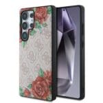 Guess PU Leather 4G Flowers Print Metal Classic Logo MagSafe Pink Kryt Samsung Galaxy S25 Ultra