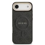 Guess PU Leather 4G Gold Frame MagSafe Black Kryt iPhone 17 Air