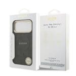 Guess PU Leather 4G Gold Frame MagSafe Black Kryt iPhone 17 Pro Max