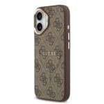 Guess PU Leather 4G Gold Frame MagSafe Brown Kryt iPhone 17