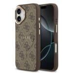Guess PU Leather 4G Gold Frame MagSafe Brown Kryt iPhone 17
