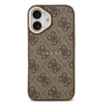 Guess PU Leather 4G Gold Frame MagSafe Brown Kryt iPhone 17