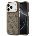 Guess PU Leather 4G Gold Frame MagSafe Brown Kryt iPhone 17 Pro