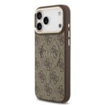 Guess PU Leather 4G Gold Frame MagSafe Brown Kryt iPhone 17 Pro Max