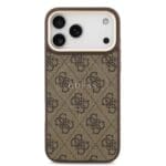 Guess PU Leather 4G Gold Frame MagSafe Brown Kryt iPhone 17 Pro Max