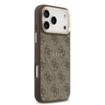 Guess PU Leather 4G Gold Frame MagSafe Brown Kryt iPhone 17 Pro Max