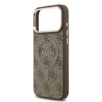 Guess PU Leather 4G Gold Frame MagSafe Brown Kryt iPhone 17 Pro Max