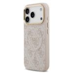 Guess PU Leather 4G Gold Frame MagSafe Pink Kryt iPhone 17 Pro