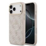 Guess PU Leather 4G Gold Frame MagSafe Pink Kryt iPhone 17 Pro Max