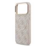 Guess PU Leather 4G Gold Frame MagSafe Pink Kryt iPhone 17 Pro Max