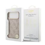 Guess PU Leather 4G Gold Frame MagSafe Pink Kryt iPhone 17 Pro Max
