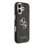 Guess PU Leather 4G Metal Logo Gold Frame Black Kryt iPhone 17