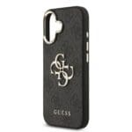 Guess PU Leather 4G Metal Logo Gold Frame Black Kryt iPhone 17