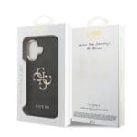 Guess PU Leather 4G Metal Logo Gold Frame Black Kryt iPhone 17