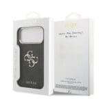 Guess PU Leather 4G Metal Logo Gold Frame Black Kryt iPhone 17 Pro Max