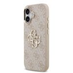 Guess PU Leather 4G Metal Logo Gold Frame Pink Kryt iPhone 17