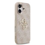 Guess PU Leather 4G Metal Logo Gold Frame Pink Kryt iPhone 17