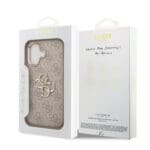 Guess PU Leather 4G Metal Logo Gold Frame Pink Kryt iPhone 17