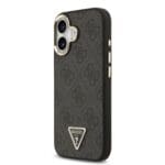 Guess PU Leather 4G Triangle Logo Gold Frame MagSafe Black Kryt iPhone 17