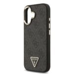Guess PU Leather 4G Triangle Logo Gold Frame MagSafe Black Kryt iPhone 17