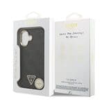 Guess PU Leather 4G Triangle Logo Gold Frame MagSafe Black Kryt iPhone 17