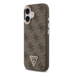 Guess PU Leather 4G Triangle Logo Gold Frame MagSafe Brown Kryt iPhone 17