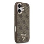 Guess PU Leather 4G Triangle Logo Gold Frame MagSafe Brown Kryt iPhone 17