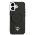 Guess PU Leather Triangle Logo MagSafe Black Kryt iPhone 17