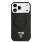 Guess PU Leather Triangle Logo MagSafe Black Kryt iPhone 17 Pro Max