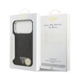 Guess PU Leather Triangle Logo MagSafe Black Kryt iPhone 17 Pro Max