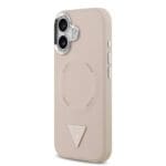Guess PU Leather Triangle Logo MagSafe Pink Kryt iPhone 17
