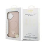 Guess PU Leather Triangle Logo MagSafe Pink Kryt iPhone 17