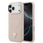 Guess PU Leather Triangle Logo MagSafe Pink Kryt iPhone 17 Pro Max