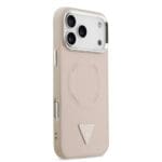 Guess PU Leather Triangle Logo MagSafe Pink Kryt iPhone 17 Pro Max