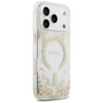 Guess Resin Bottom Glitter MagSafe Gold Kryt iPhone 17 Pro