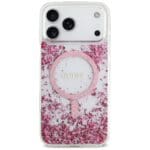 Guess Resin Bottom Glitter MagSafe Pink Kryt iPhone 17 Pro Max